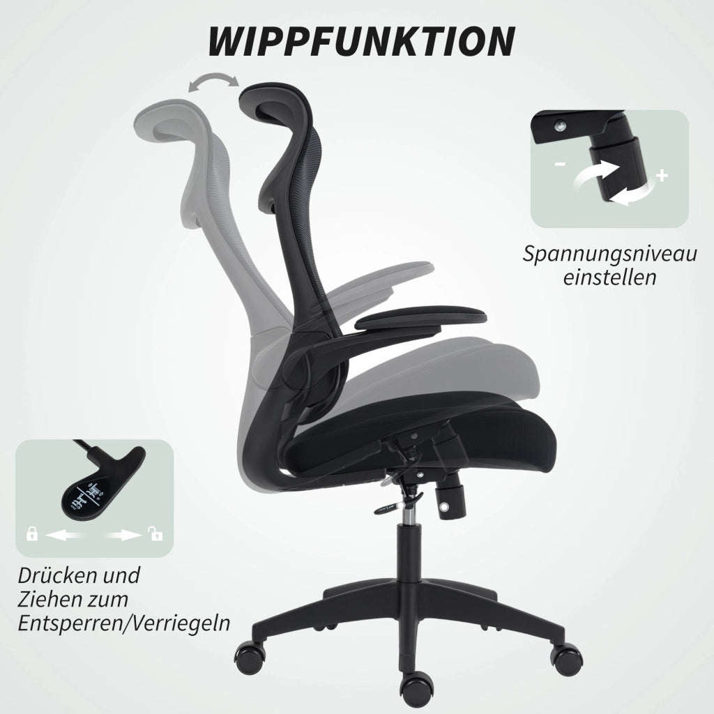 Sedia da Ufficio Ergonomica con Braccioli 3D ¨C Xylo ¨C Schienale in Rete Nero