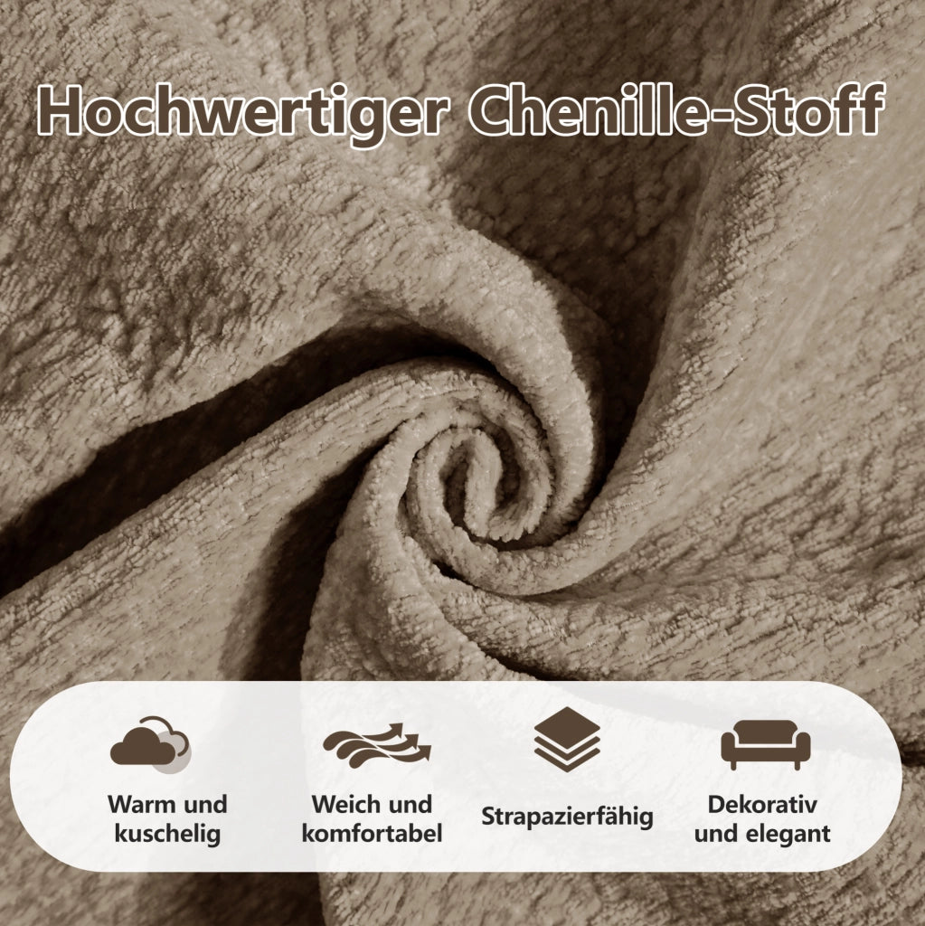 Divano modulare in chenille 330x149x90 cm; marrone