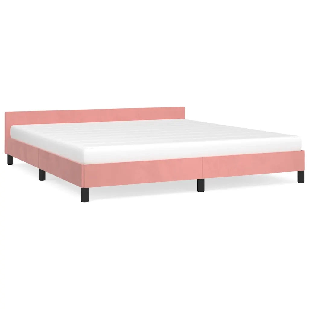Giroletto con Testiera senza Materasso Rosa 160x200 cm Velluto 347584