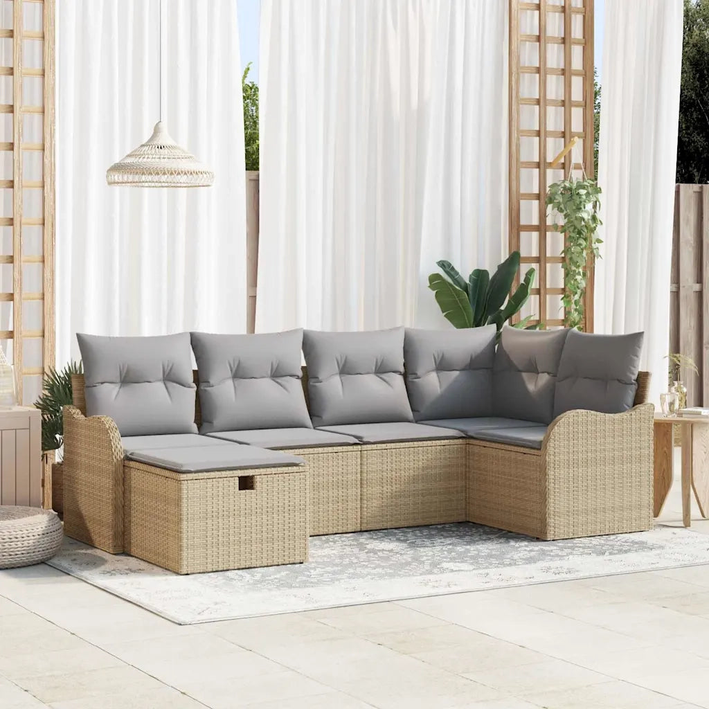 Set Divano da Giardino 6 pcs beige e grigio chiaro Poly Rattan 3358979
