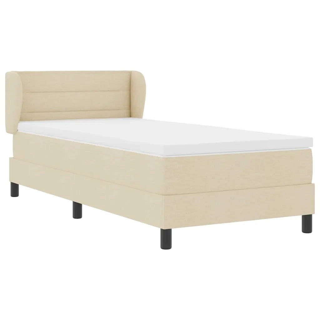 Letto a molle con materasso Crema 90 x 190 cm Tessuto 3339938