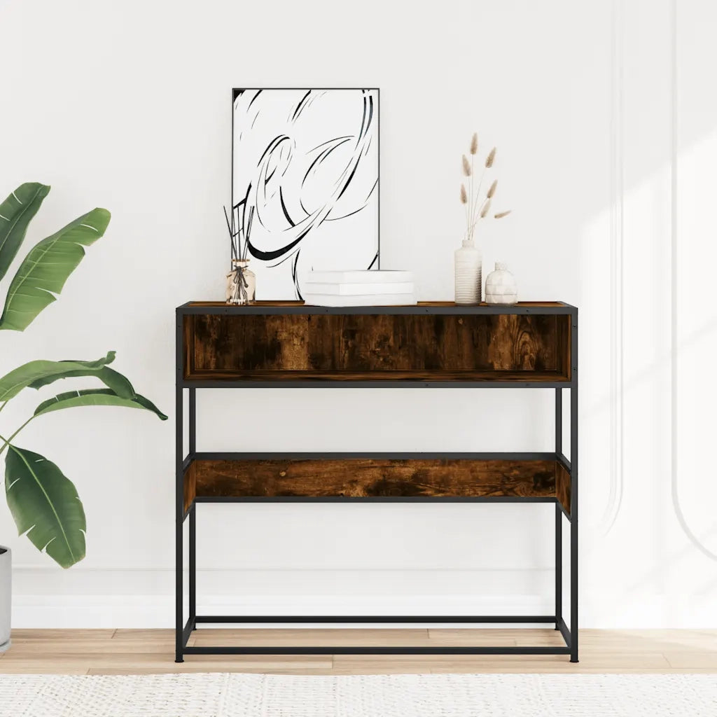 Tavolino Consolle | Tavolo d'Ingresso Rovere Fumo 90x35x80 cm in Legno Multistrato