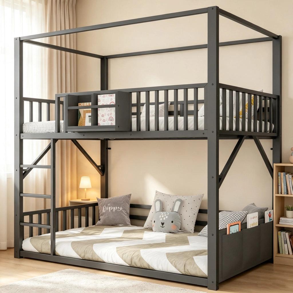 letto a castello metallo nero 96 x 204 cm