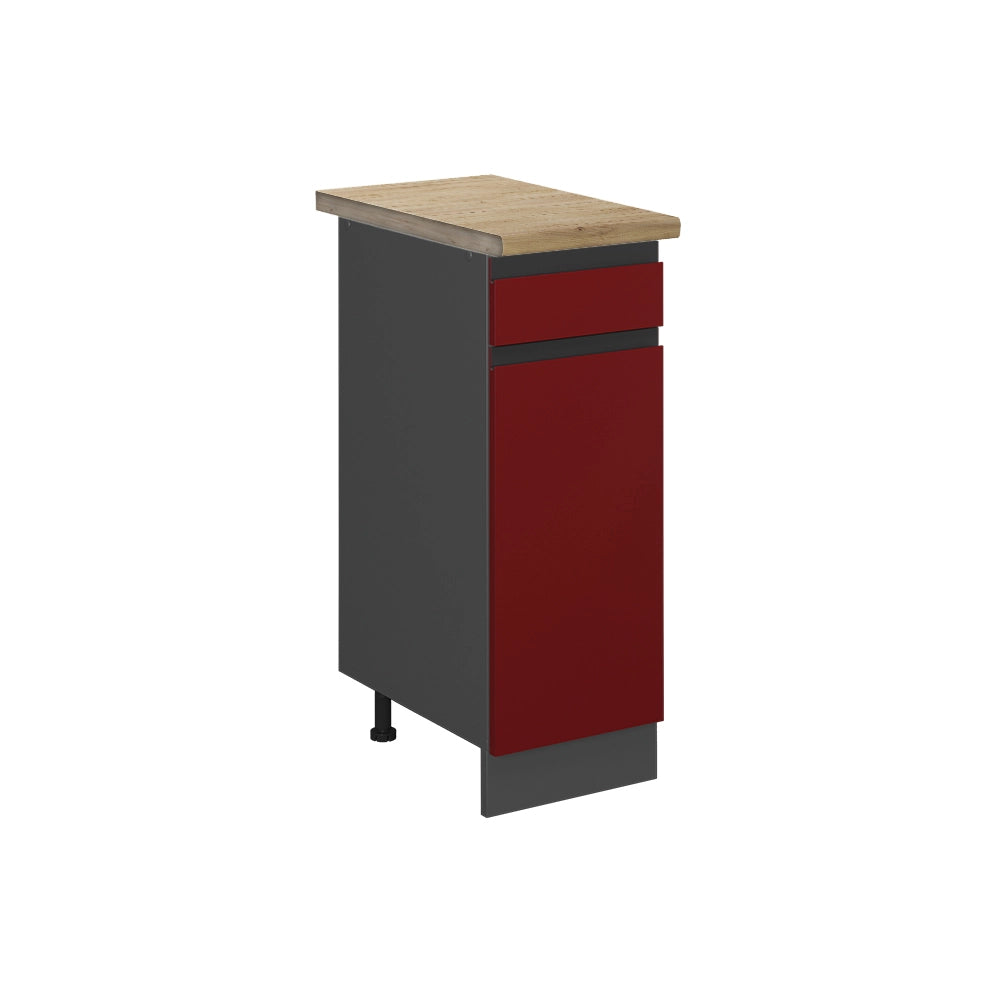 Mobiletto base per cucina R-Line Rosso/Antracite 30 cm J-Shape, PL Rovere Vicco