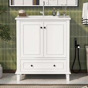 Mobile bagno freestanding con lavabo in ceramica 76x46x87 cm; MDF bianco