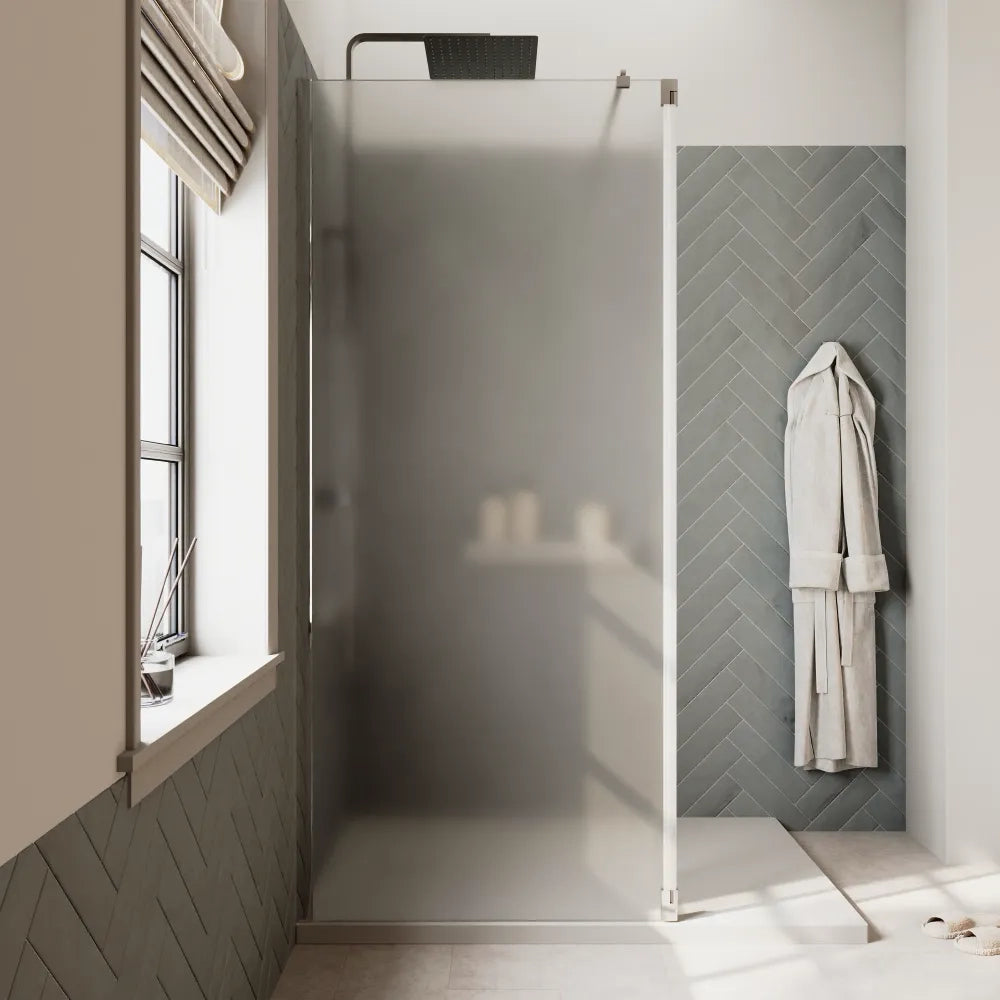 Doccia walk-in 100cm + anta 40cm vetro 8mm opaco profili cromo | Keros