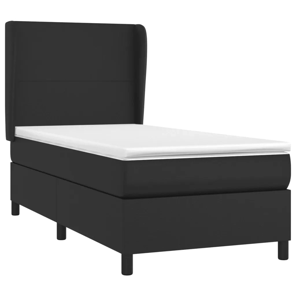 Giroletto a Molle con Materasso-Struttura Letto Nero 90x200 cm in Similpelle 718948