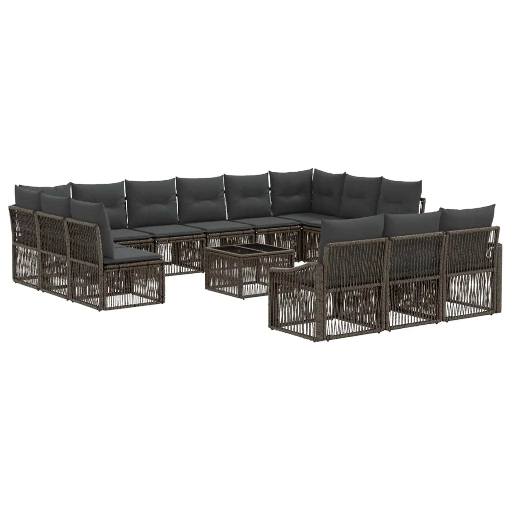 Set Divano da Giardino 14 pz Grigio polyrattan 3436160