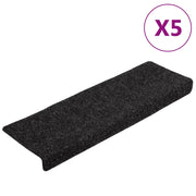 Tappetini per scale autoadesivi 5 pz | Gradini per Scale 65x21x4 cm neri con bordo rettangolare