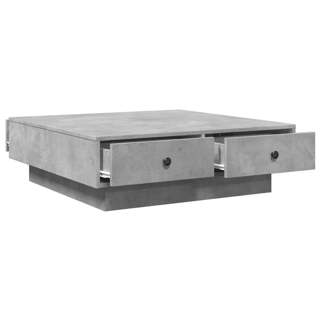 Tavolino da Salotto-Tavolino da soggiorno-Tavolo Grigio Cemento 90x90x28cm Legno Multistrato 140481
