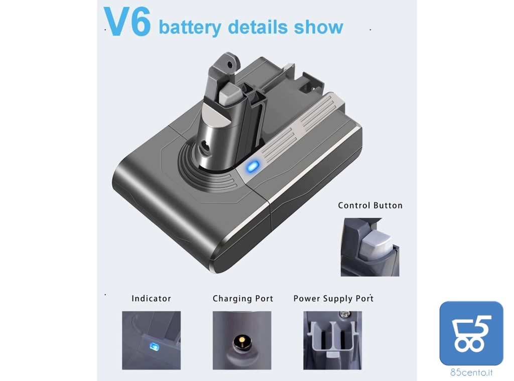 Batteria di Ricambio per Dyson aspirapolvere V6 DC62 DC58 DC59 DC61 DC62 Animal 21,6V 4000mAh