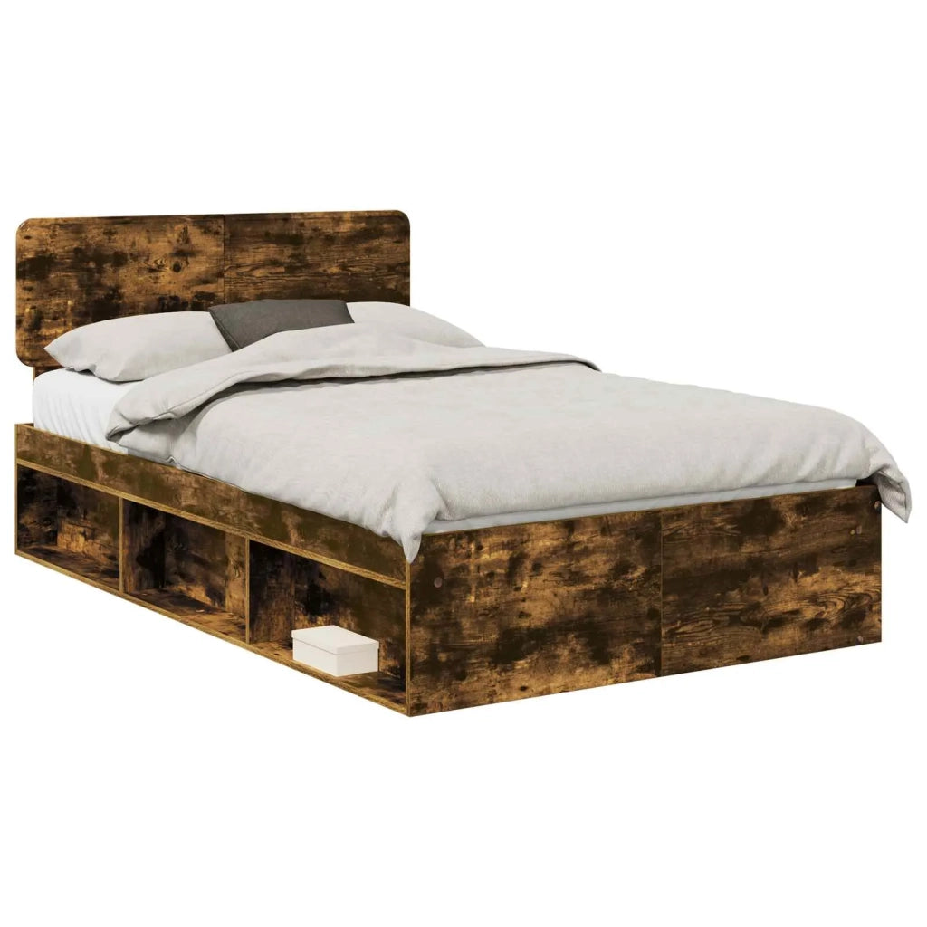 Letto matrimoniale | Letto per adulti | Struttura del letto Rovere fum¨¦ 135 x 190 cm Pino massello