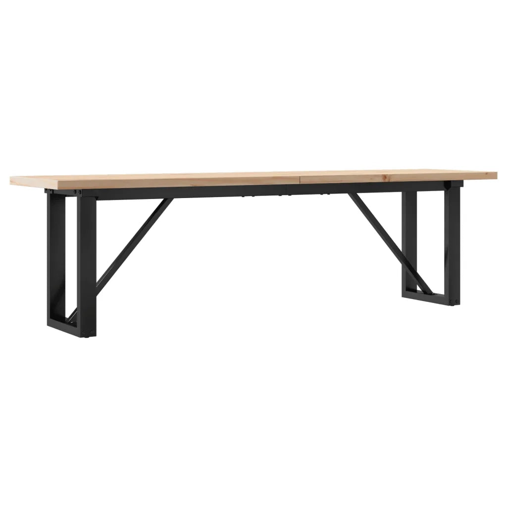 Tavolino Salotto Telaio a O-Tavolino da soggiorno 160x40x45,5 cm Legno Pino e Acciaio