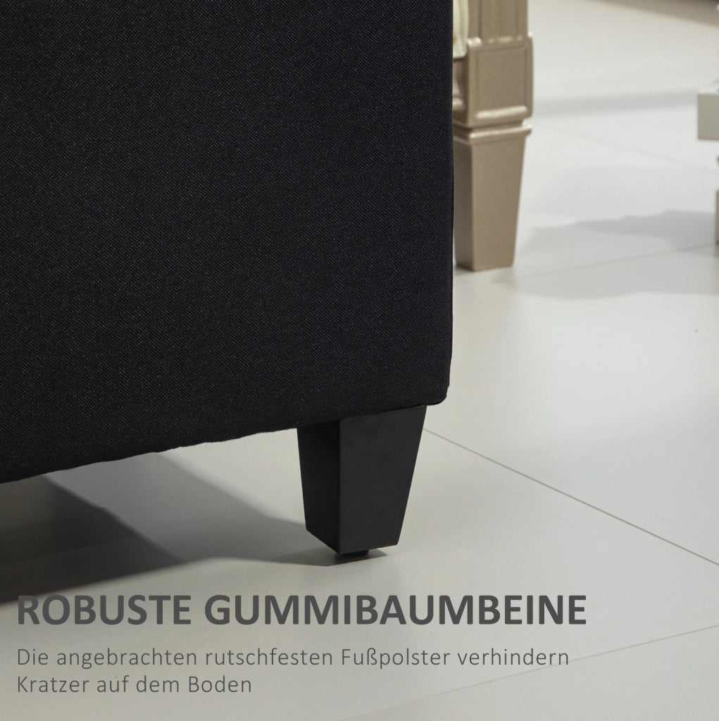 Panca contenitore imbottita 100x40x44 cm in poliestere nero HOMVRA