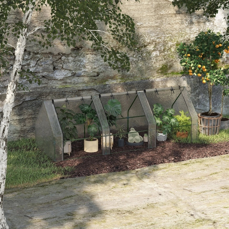 Serra con 3 finestre avvolgibili, pellicola in rete di PE, serra in lamina d'acciaio, serra per balcone, giardino, serra per pomodori 270x90x90cm,