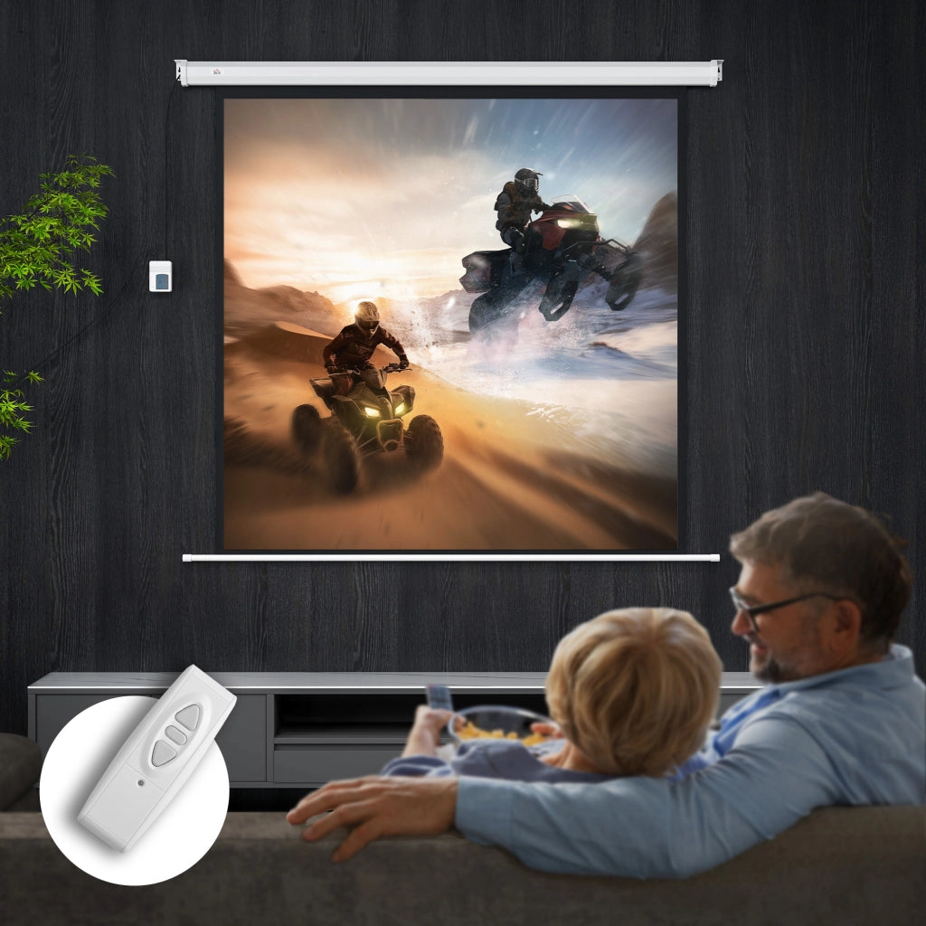 Schermo di Proiezione Motorizzato 85 Pollici 4K HD Elettrico da Parete e Soffitto con Telecomando per Home Cinema e Ufficio