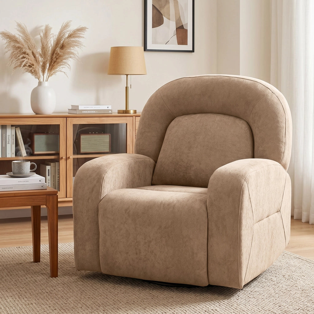 Poltrona Relax Massaggiante Girevole ¨C Zephmum ¨C Tessuto Velluto Grigio Khaki