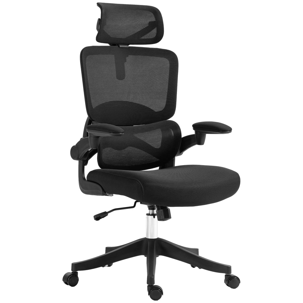 Sedia da Ufficio ad Altezza Regolabile con Inclinazione e Supporto Lombare, 62x58x120-133 cm, Nera