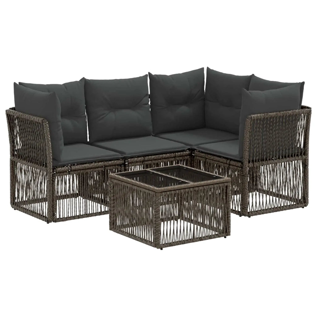 Set Divano da Giardino 5 pz Grigio polyrattan 3434213