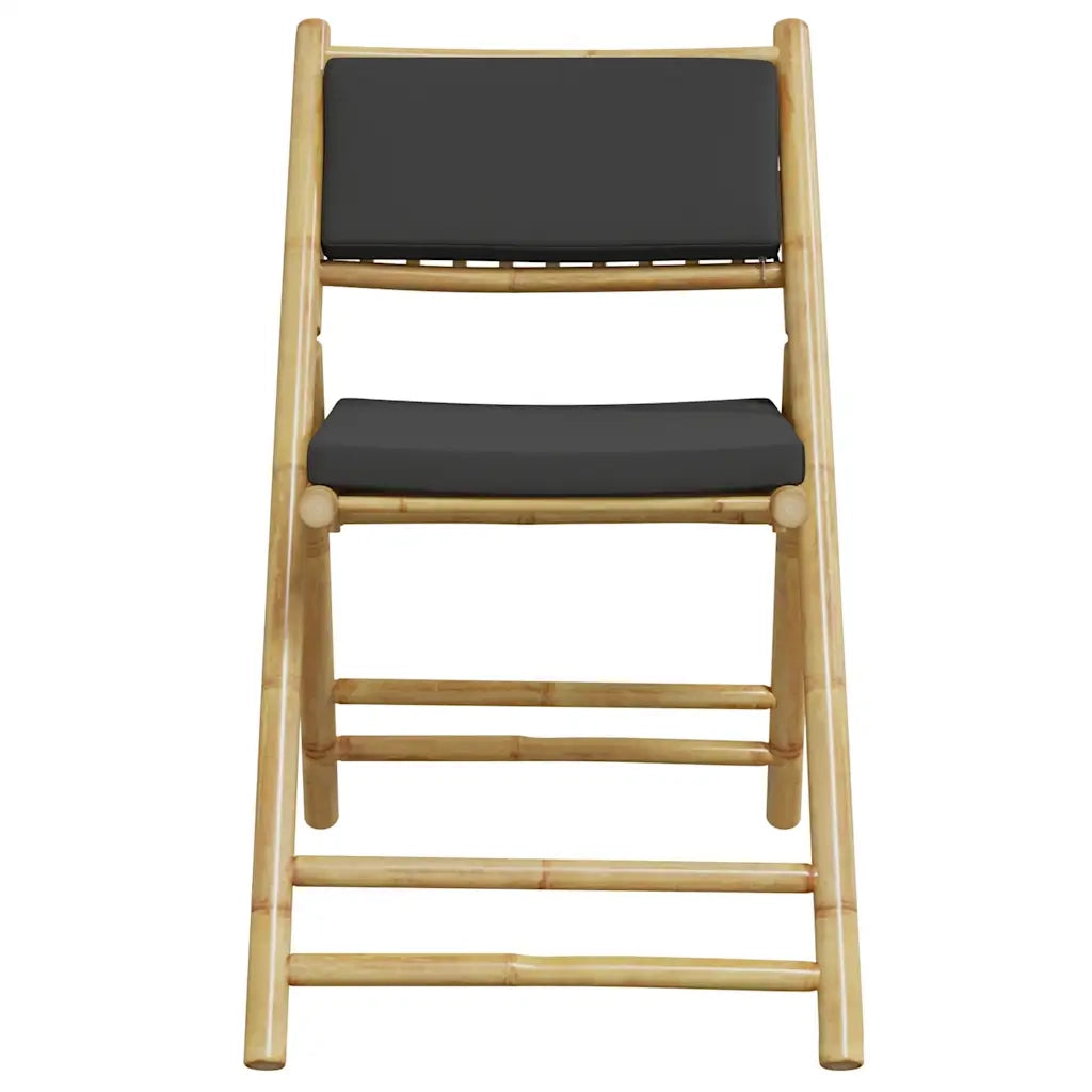 Set da Bistrot Pieghevole 5pz con Cuscini Grigio Scuro Bambù