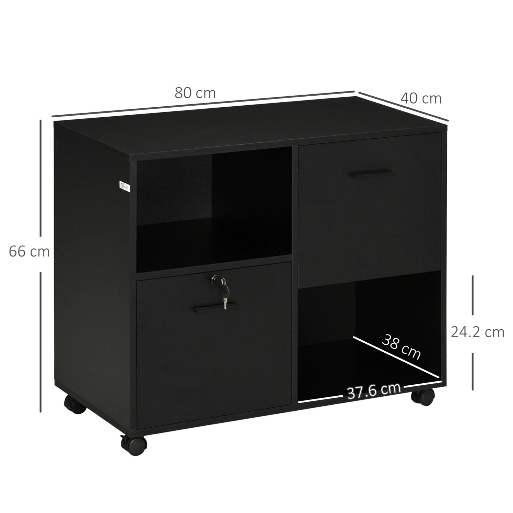 Scrivania con 2 Cassetti e Ripiani ¨C Minimal ¨C Nero 80x40x66cm