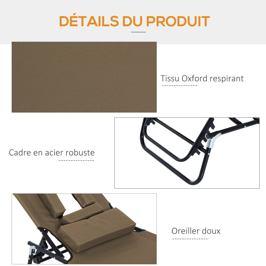 Chaise Longue Pliante ¨C zephmum ¨C Marrone