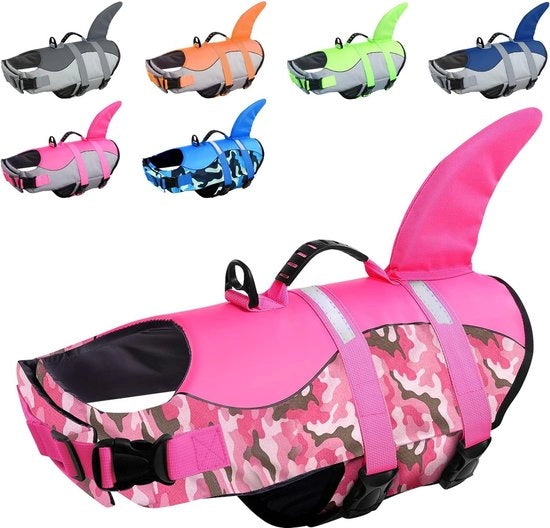 Vestone per cani, luce e sicurezza per sport acquatici, giubbotto per cani con maniglia e riflettente per cani piccoli, medi e grandi, mimetico rosa, XXL