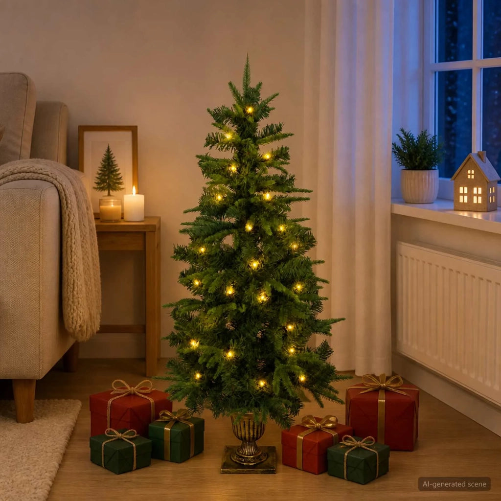 Albero di Natale Mini 120 cm 100 LED Bianco caldo PVC e PE 42056953