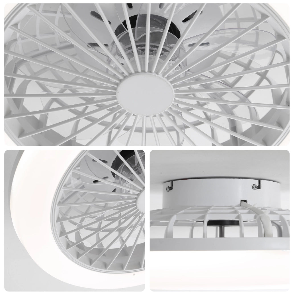 Ventilatore da soffitto LED 45,7x45,7x14,5 cm in ABS bianco con telecomando