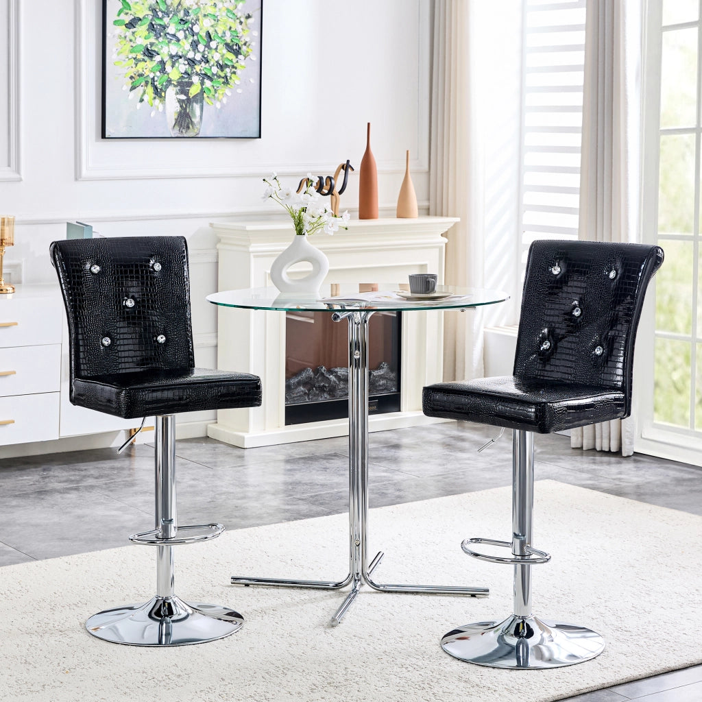 SEDIA Set da 2 pezzi in PVC nero 89,5x50,5x41 cm