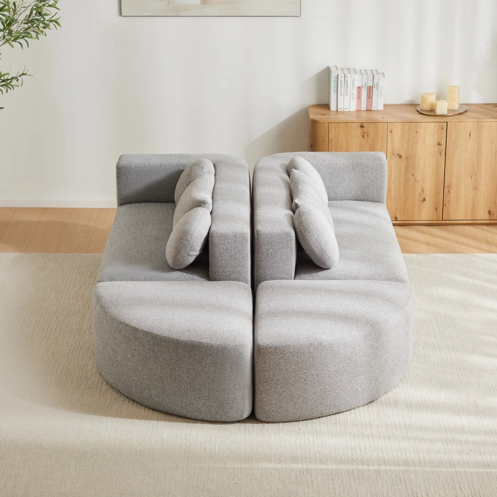 Divano letto modulare in ciniglia grigio con imbottitura elastica già compresso senza montaggio 68 × 292 × 165 cm