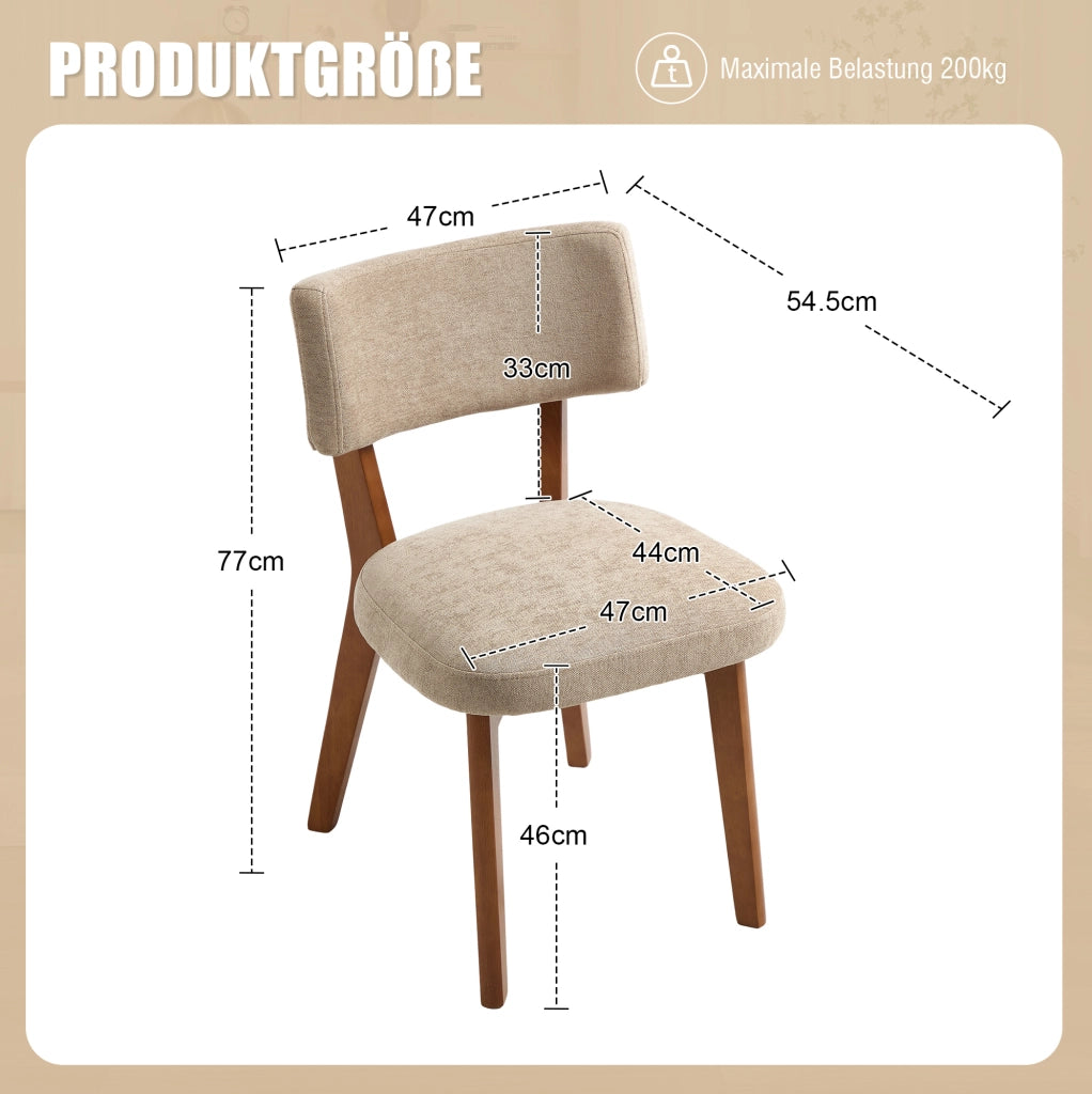 Sedia da pranzo imbottita in tessuto kaki con gambe in legno massello; 54;5x47x77 cm