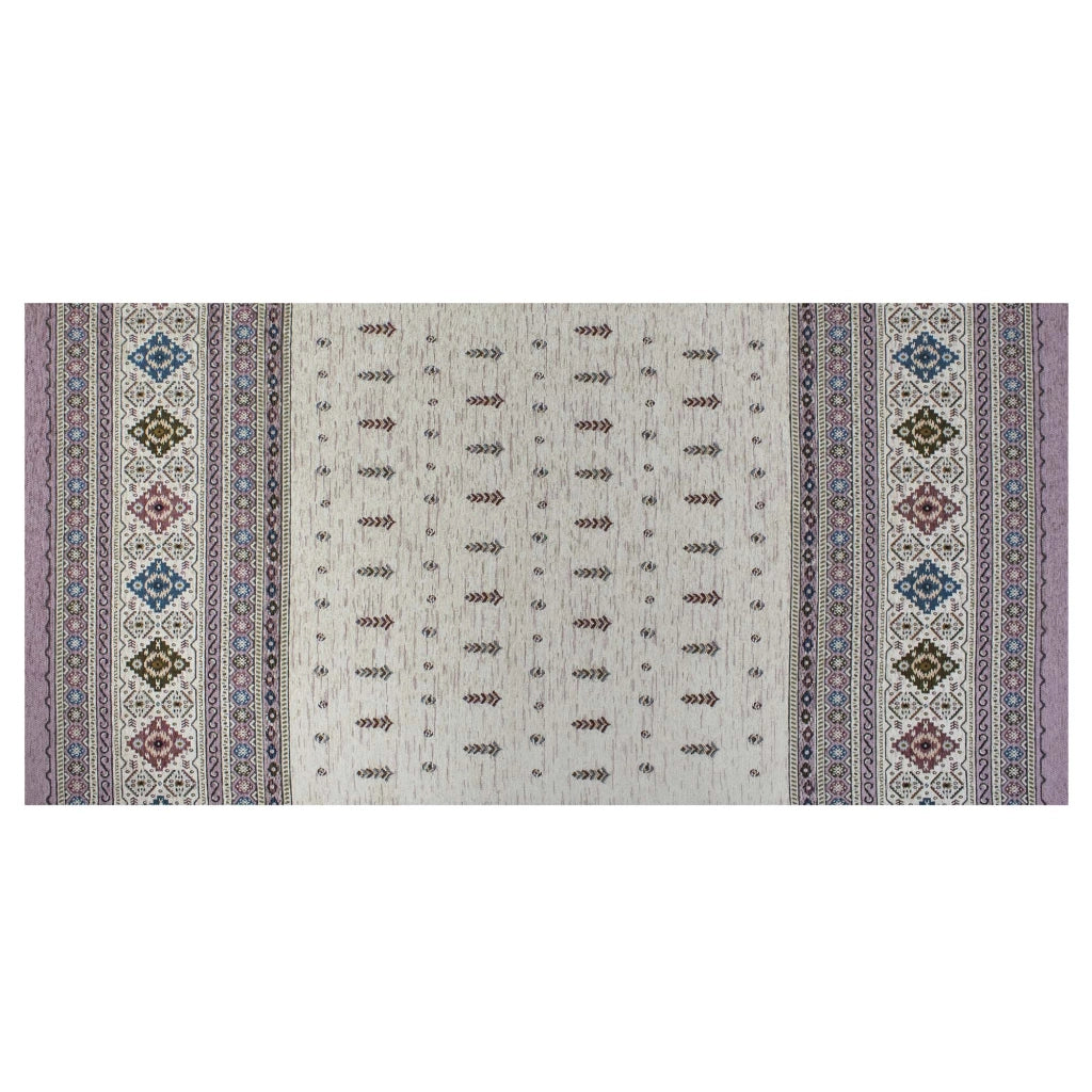Tappeto Arredo Moderno Morbido in Ciniglia Ingresso Antiscivolo Prodotto Italiano  Soggiorno Camera Salotto Disegni Piazzati Cotone Varie Misure Grande Loom/Prugna - 115x175 cm