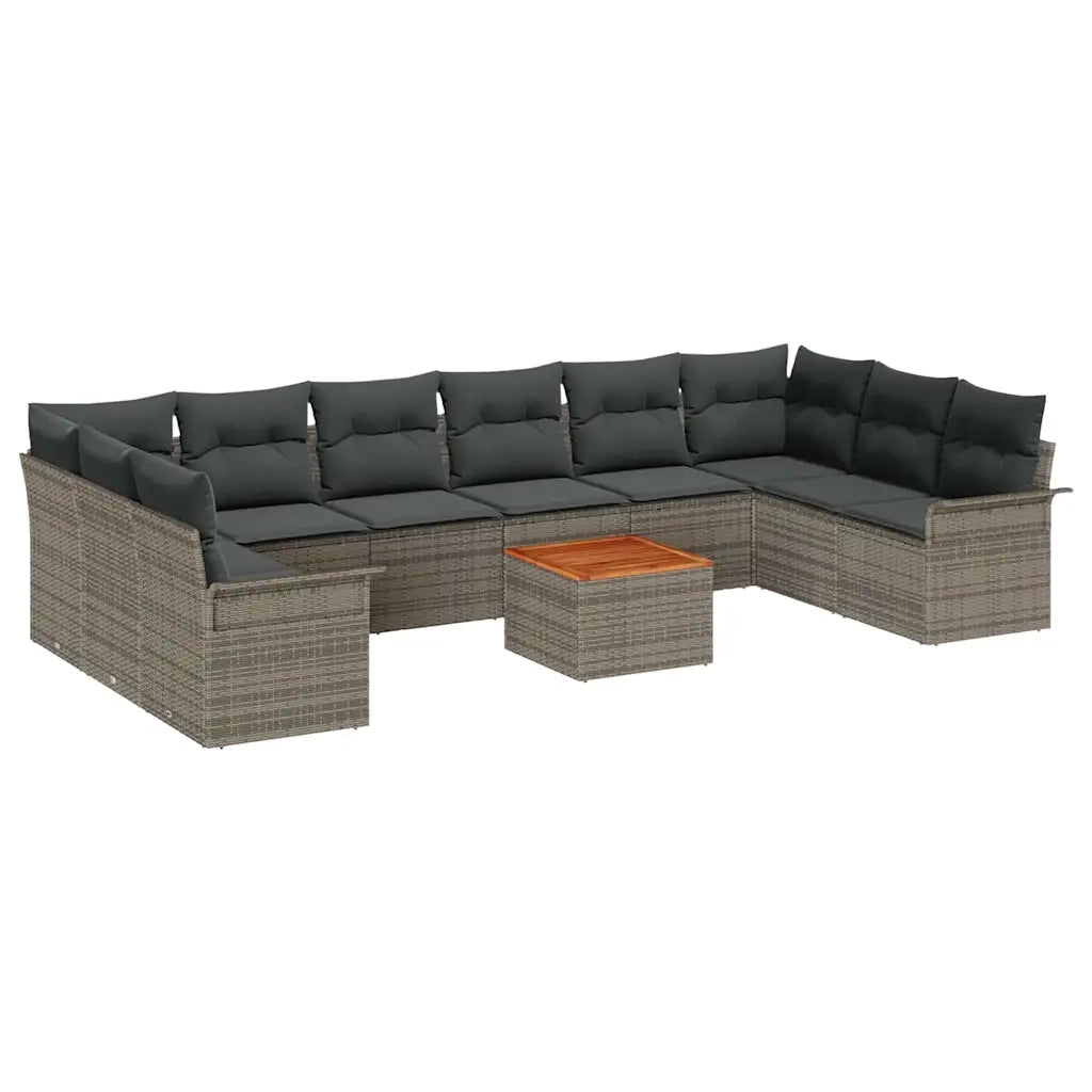 Set Divano da Giardino 11 pcs Grigio polyrattan 3356046