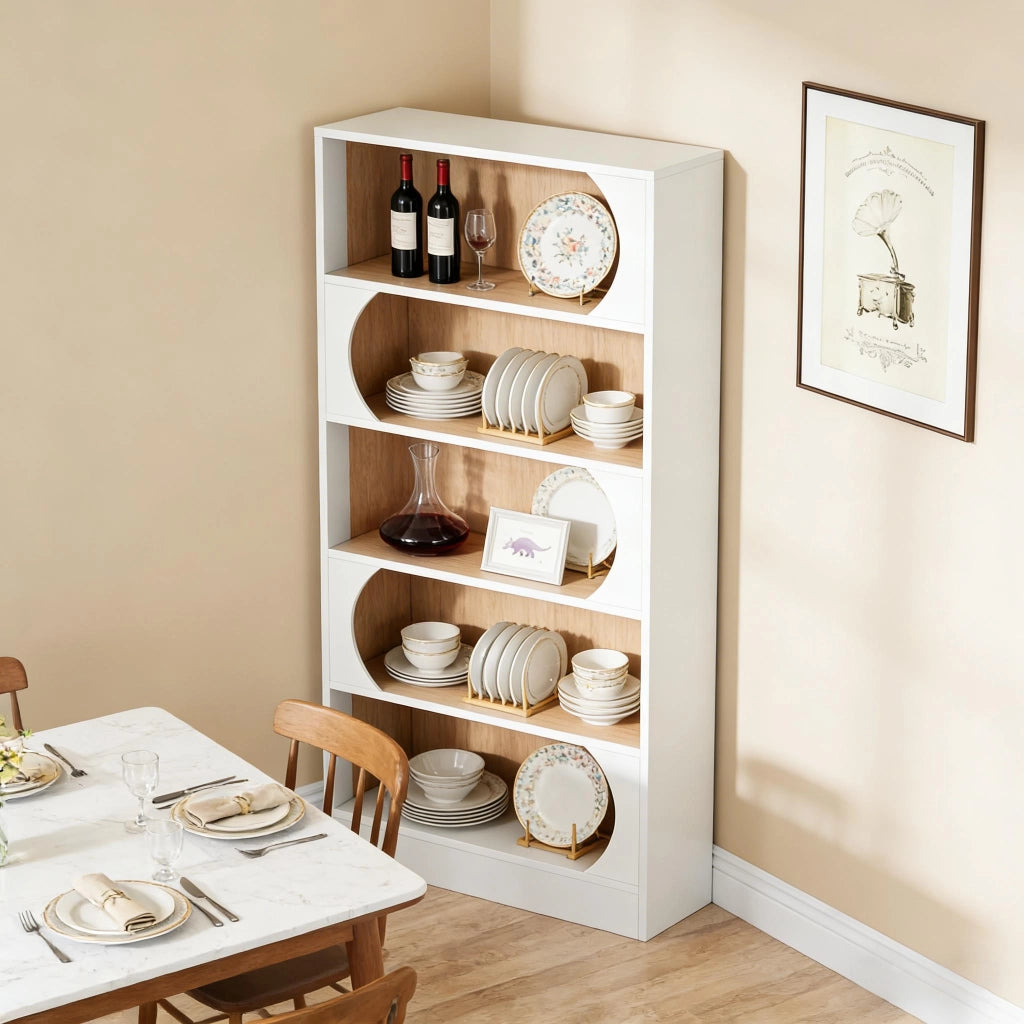 LIBRERIA a 5 ripiani in MDF bianco, freestanding