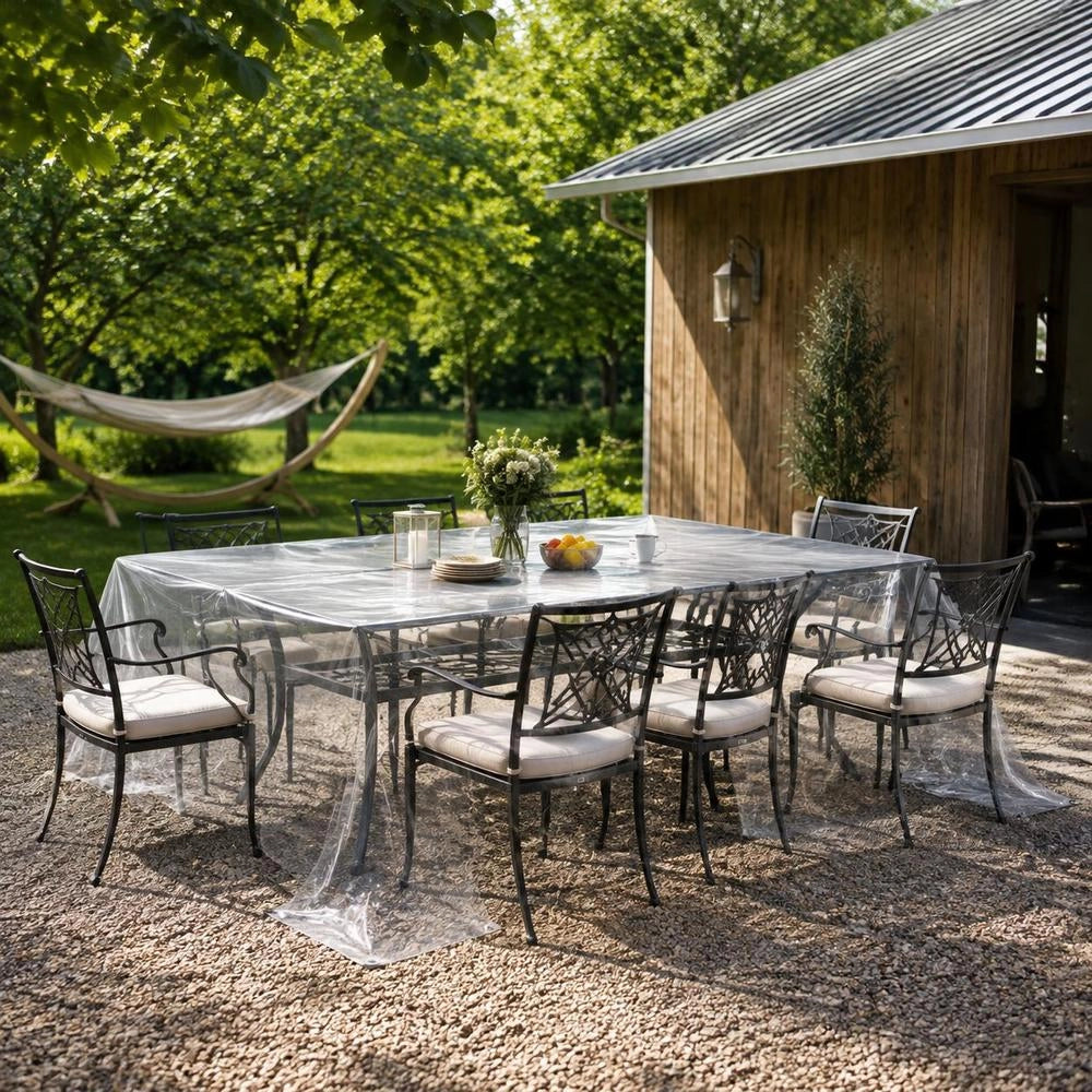 Telo trasparente con occhielli, 6x6 m, in PVC, robusto e versatile, ideale per esterni, giardino e campeggio