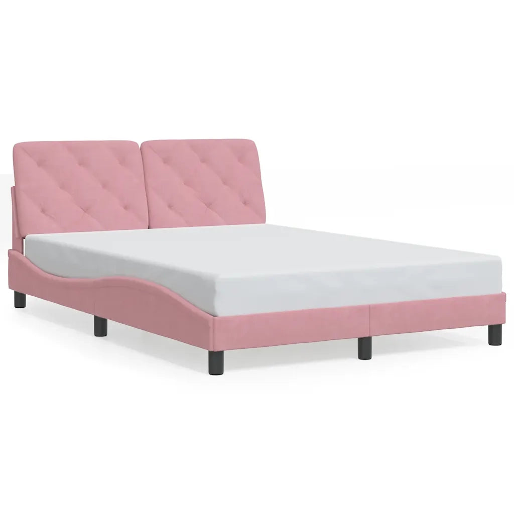 Letto matrimoniale | Letto per adulti | Giroletto senza Materasso Rosa 120x200 cm in Velluto