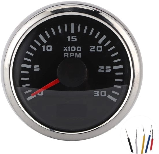 Contachino 3000 giri/min - 52mm Contachino con Display LCD con Illuminazione di Sfondo - IP67 Resistente all'Acqua - Adatto per Auto/Moto/Barche - Materiale in Alluminio/ABS - Contachino
