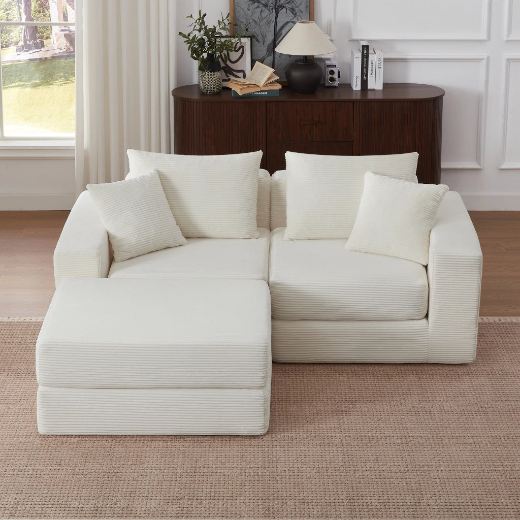 DIVANO modulare 259,5x96x80 cm bianco con base antiscivolo