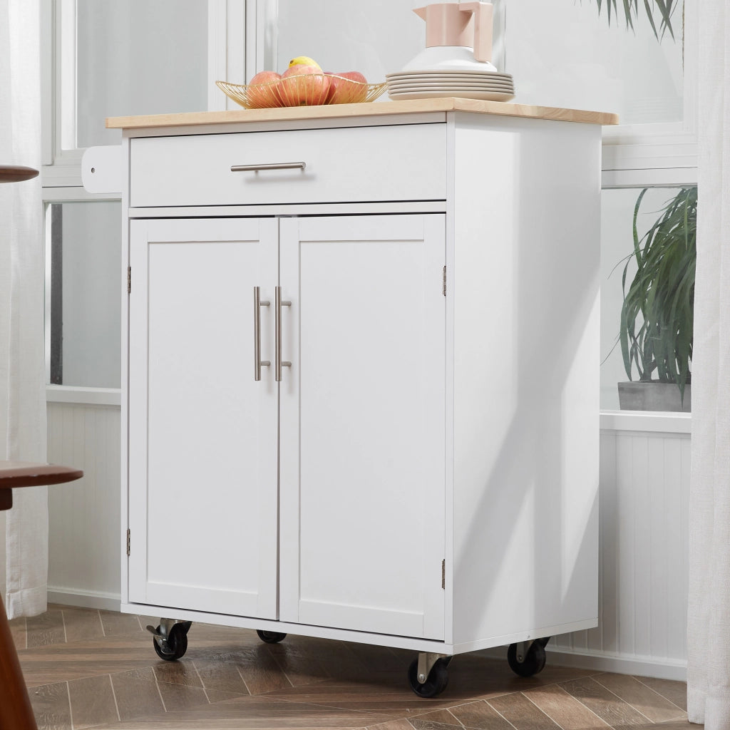 Carrello da cucina con cassetto e porta asciugamani ¨C Minimal ¨C bianco