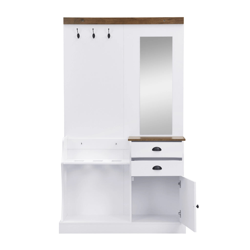 Set guardaroba con specchio e cassetti 110,5x38x191 cm
