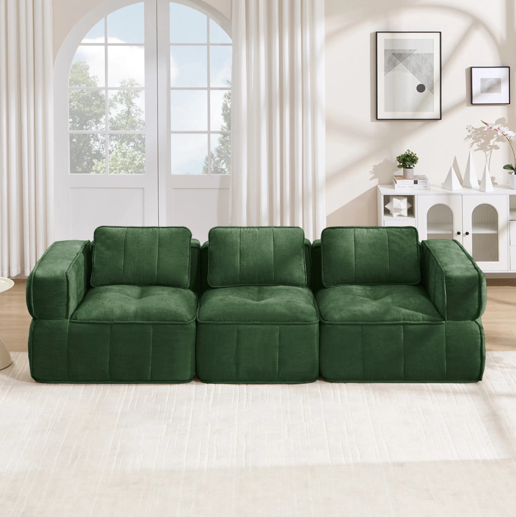 DIVANO Modulare 271x93x67 cm in Poliestere Verde