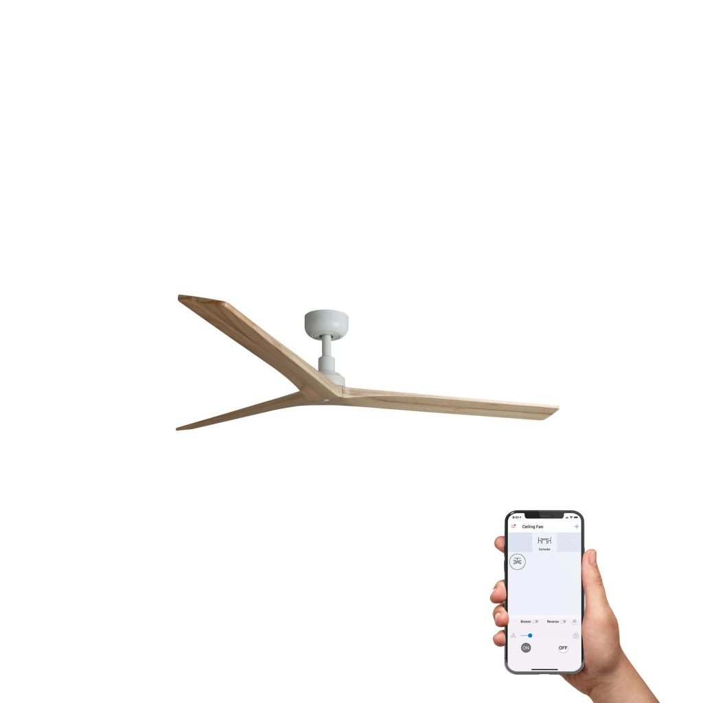KLIM L Ventilatore da soffitto bianco/pino TUYA