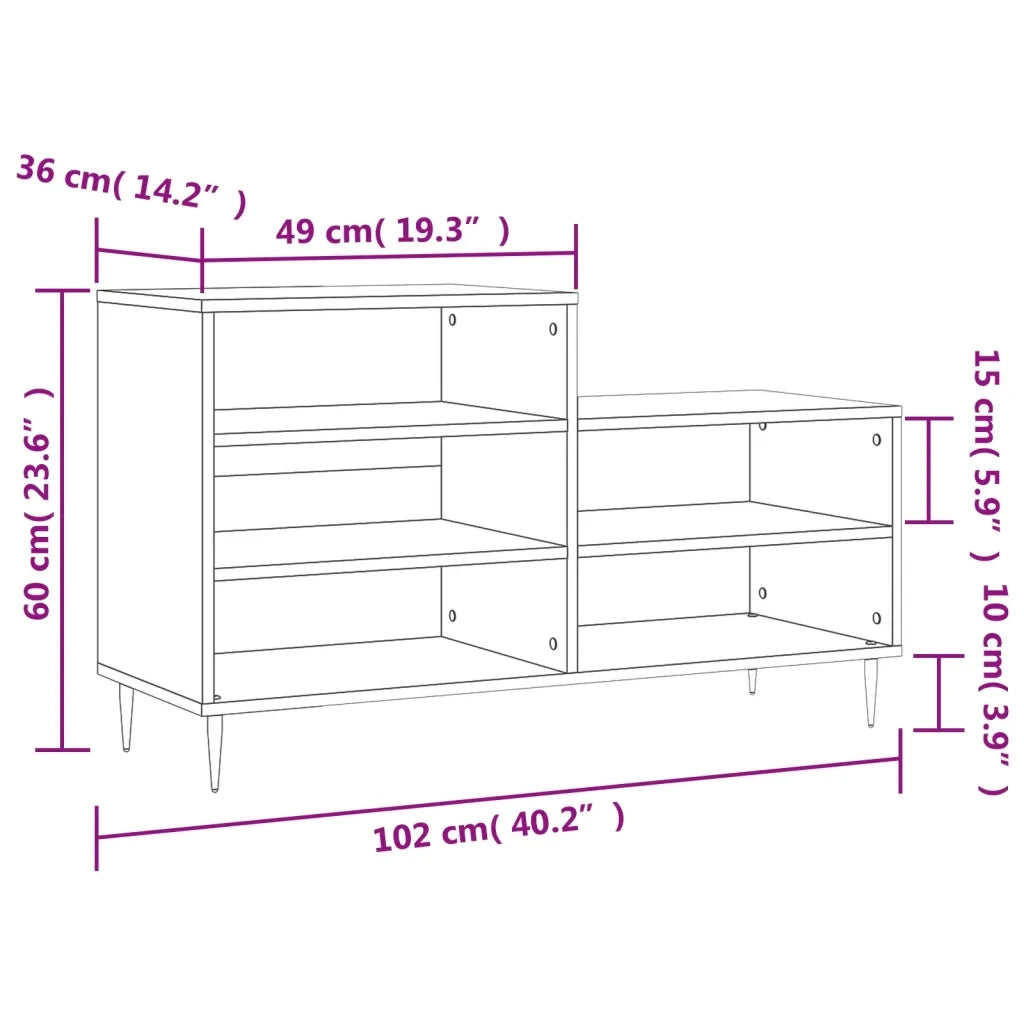 Scarpiera-Scaffale per scarpe Bianco Lucido 102x36x60 cm in Legno Multistrato 927509