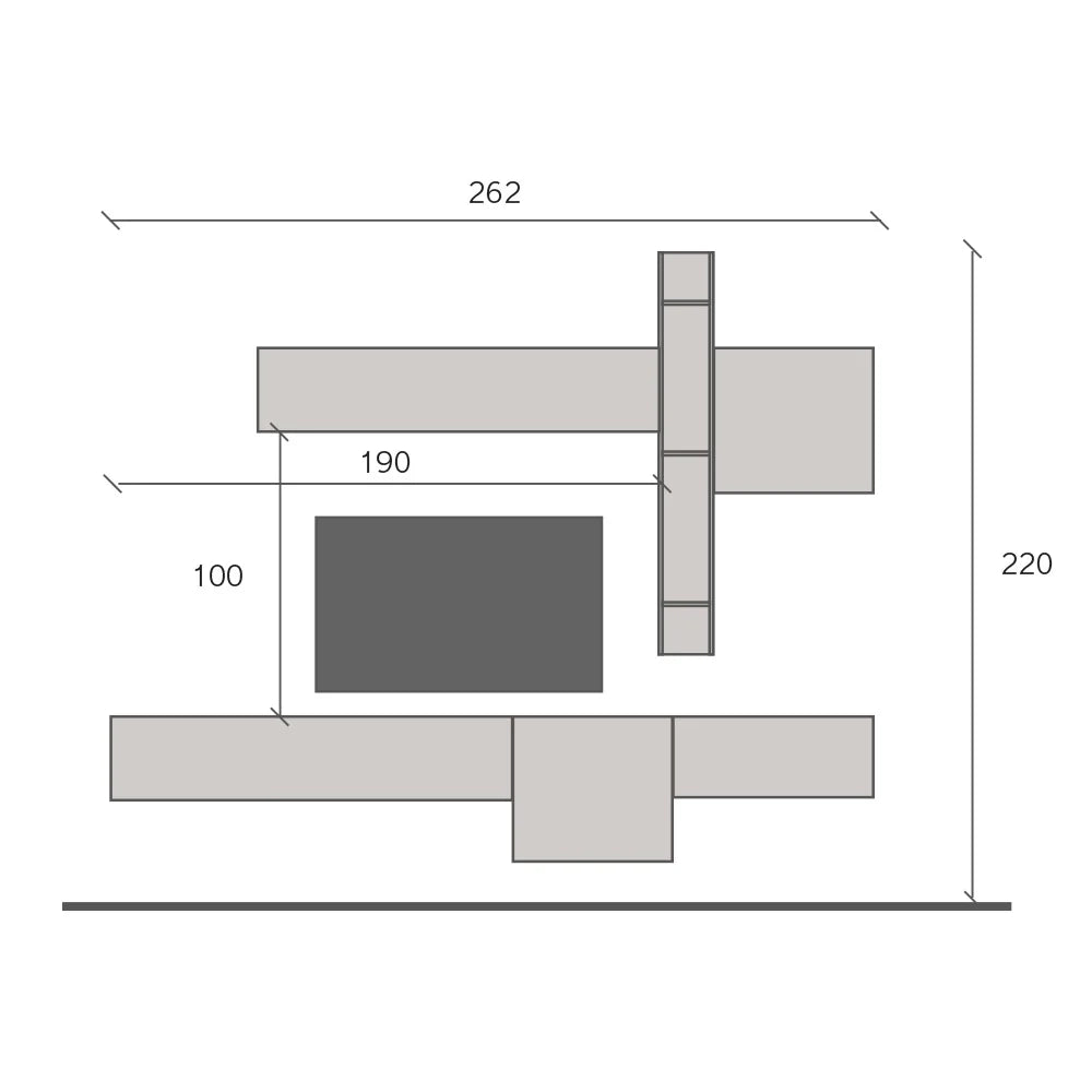 Parete Attrezzata Made in Italy Infinity 12 con mensola verticale/orizzontale, 3 elementi orizzontali, 2 cubi, design moderno ideale per soggiorno, sala da pranzo, cucina, colore Cadiz/Lava