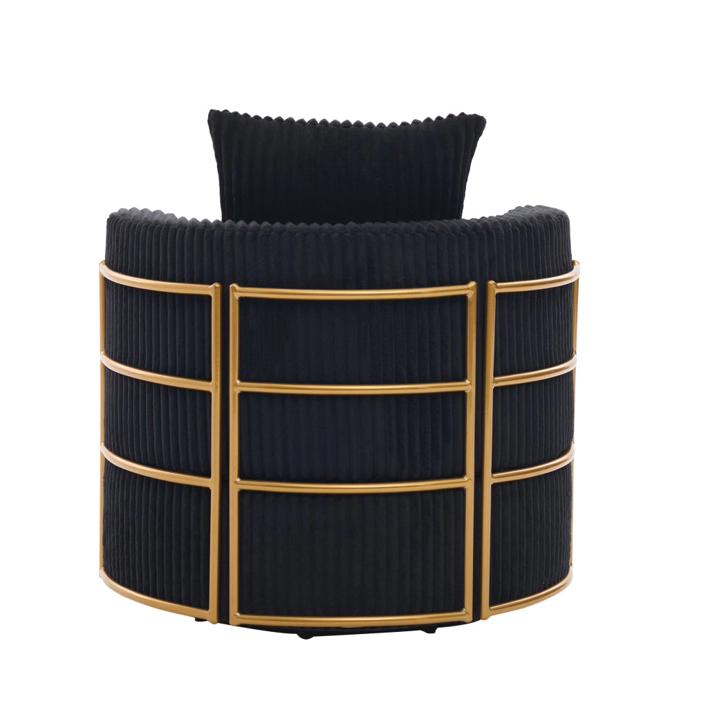 Poltrona girevole 360° con contenitore e seduta imbottita in cord nero