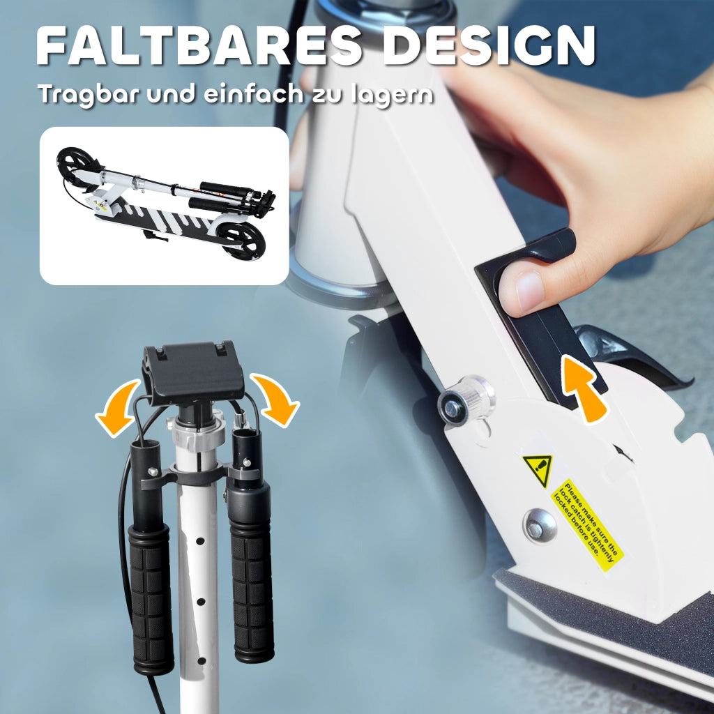 Monopattino per bambini con doppio freno ¨C Xylo ¨C telaio in metallo pieghevole 3-8 anni bianco