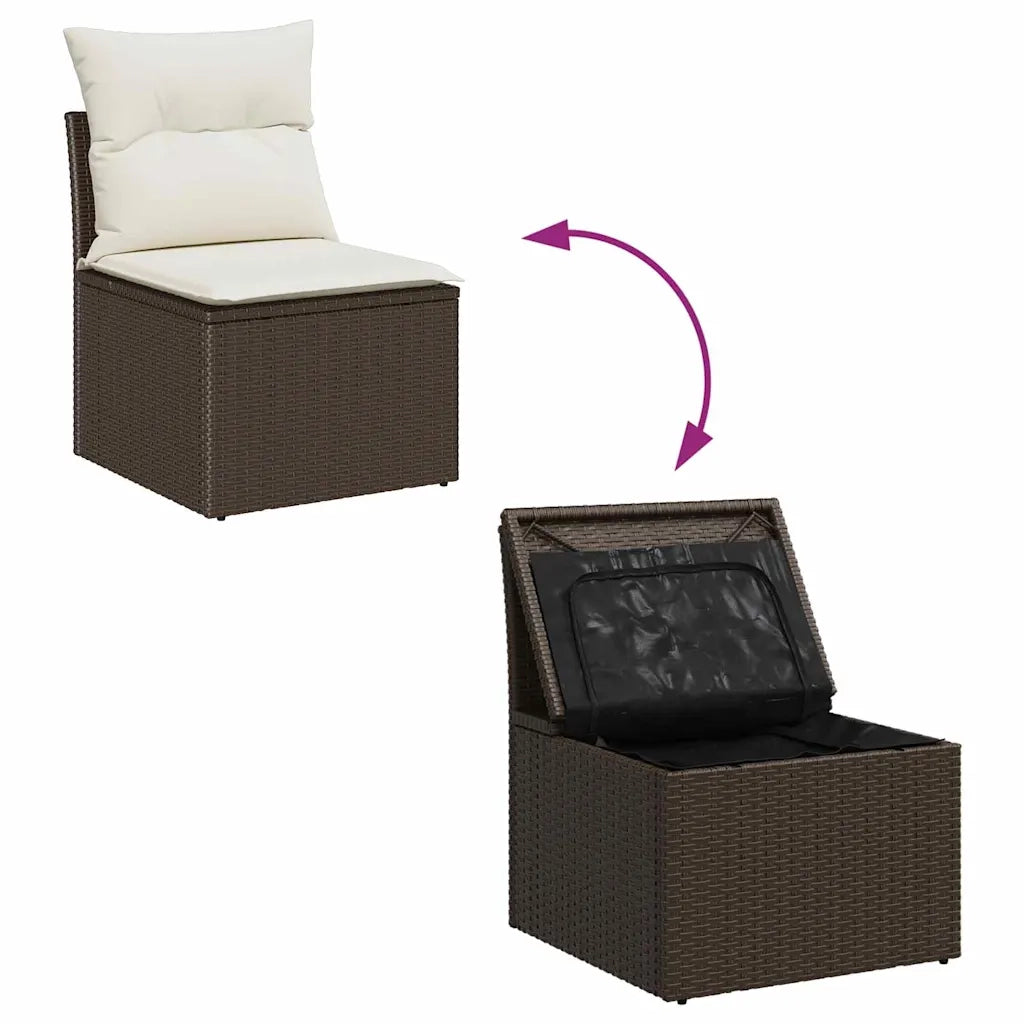 Set Divano da Giardino 8 pcs Marrone, Crema 55 x 55 x 37 cm