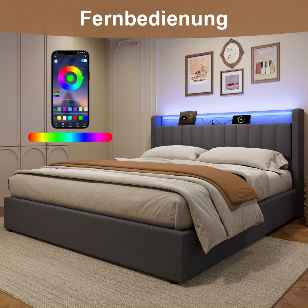 Letto contenitore 180x200 cm, colore grigio