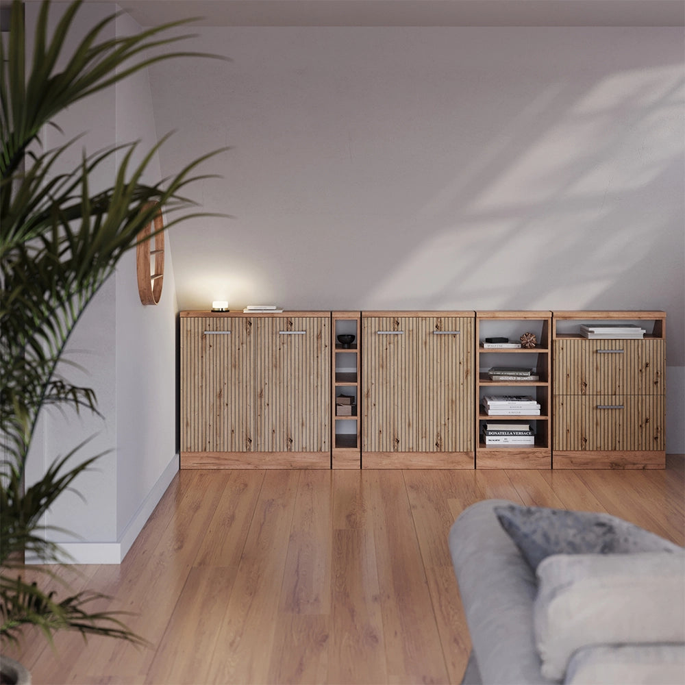 Mobile sottotetto Rion Rovere artigianale/Rovere dorato con 2 porte Vicco